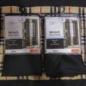 Black Sheer 84 Inch Mainstays Curtains (2 Panels)